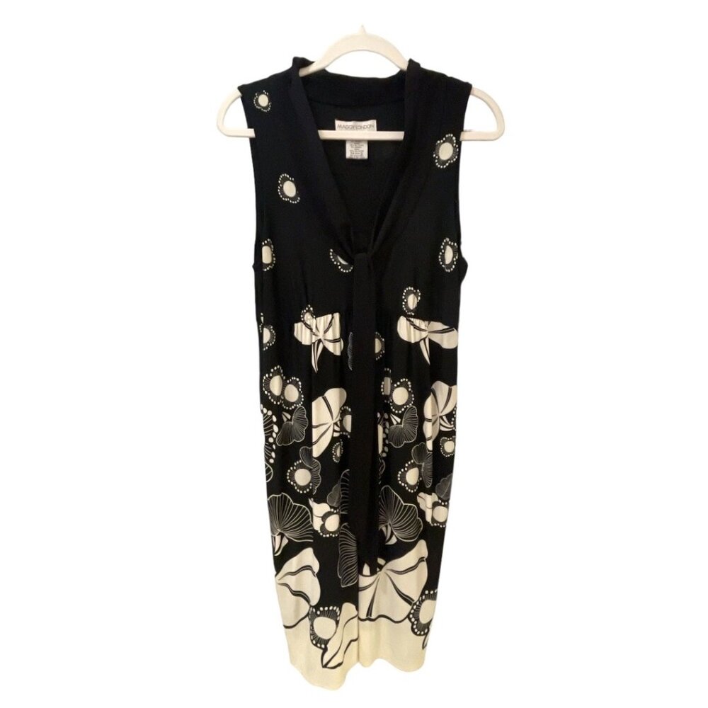 Maggy London Black and Cream Floral Dress